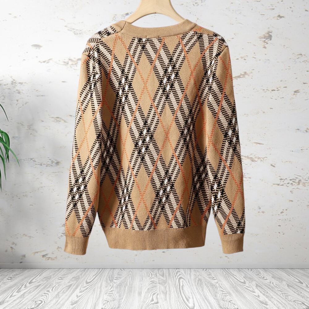 Burberry Twill Large Check Cardigan Sweater - Picture 2 of 5